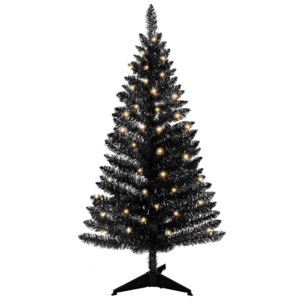 4ft Lighted Halloween Black Christmas Tree